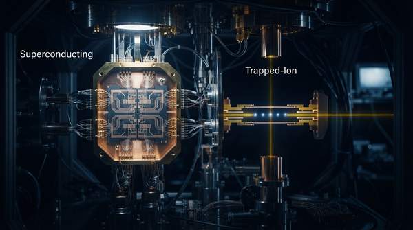 Editorial illustration for Superconducting vs. Trapped-Ion Qubits: A Guide to the Trade-Offs